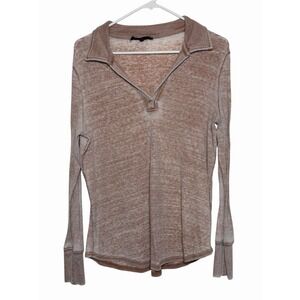 Jane & Delancey Women's Ribbed Collared Top Size Medium Distressed Edgy